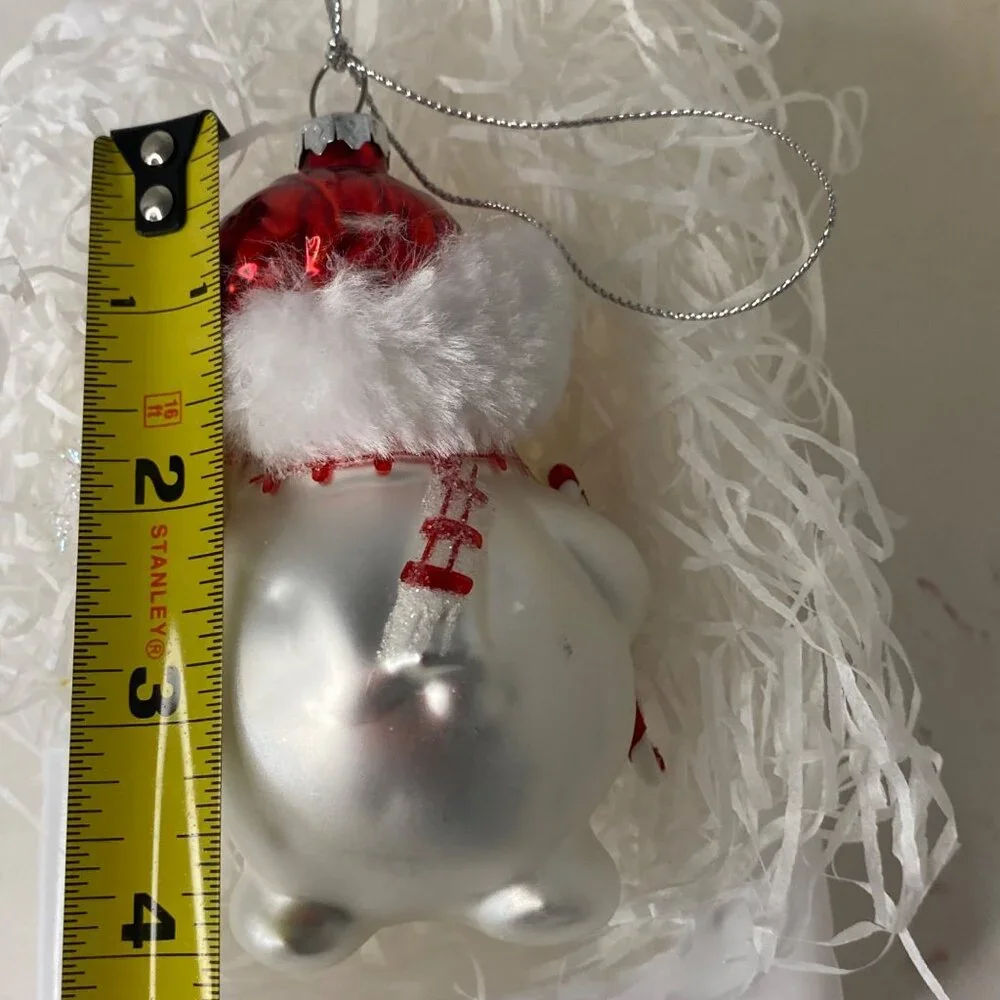 Silverado Handcrafted Blown‎ Glass Snowman Christmas Ornament Red Hat Poland